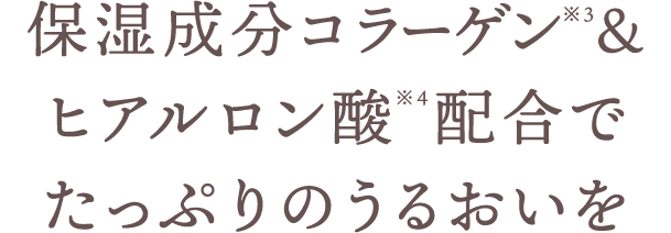 保湿成分コラーゲン※3&ヒアルロン酸※4配合でたっぷりのうるおいを※2